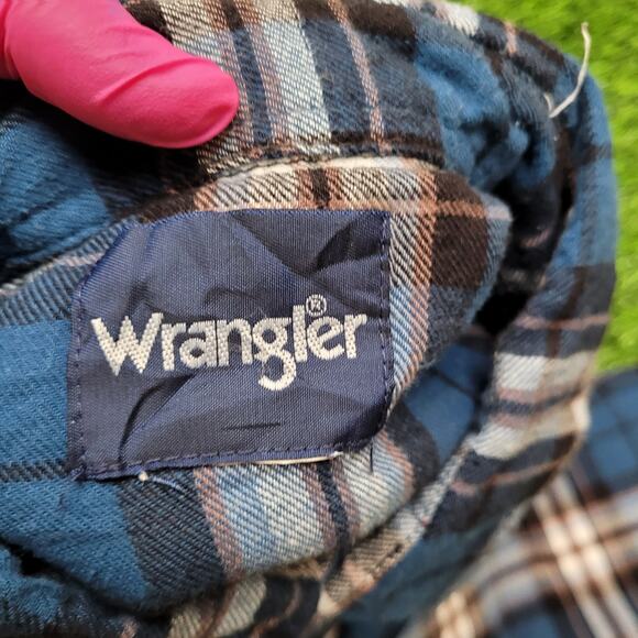 VTG 90s Wrangler Western Pearl Snap Flannel Mens 2XL / Oversized XL Baggy - Picture 4 of 4